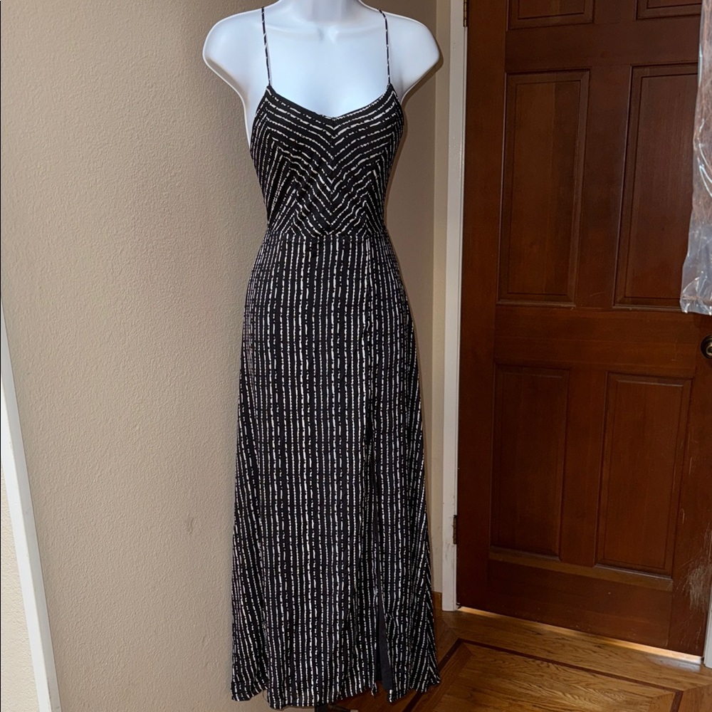Lulus Summer Type of Love Black & White Striped Lace Up Maxi Dress Women’s Sz S